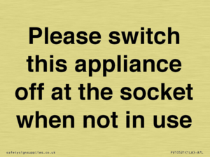 Please switch this appliance off at the socket when not in use